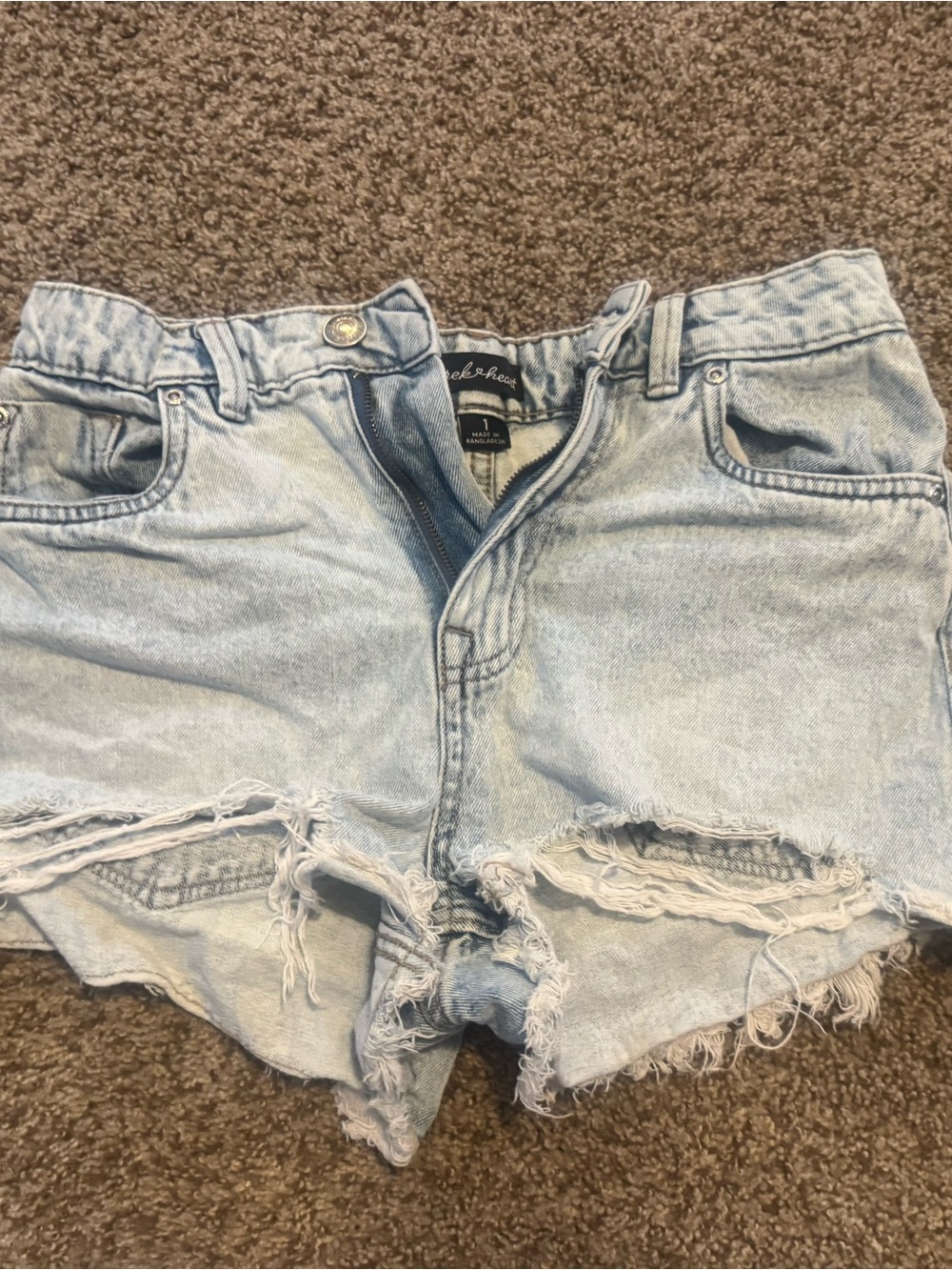 Derek Heart Light Blue Distressed Denim Shorts